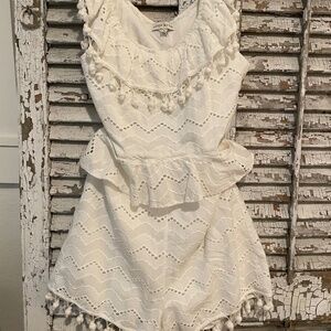 Sleeveless Cutout  Embroidered Romper